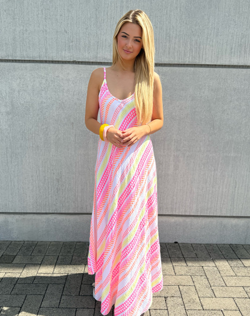 Jurk mouwloos met touch fluo