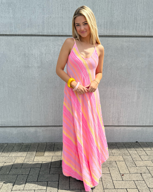 Jurk mouwloos met touch fluo
