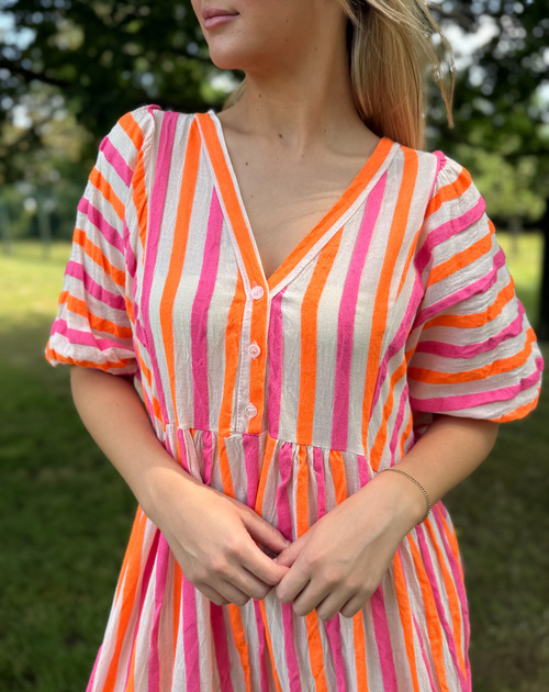 lange jurk met flou accent en v hals - 2