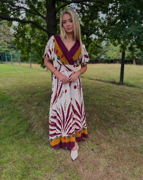 jurk lang met korte mouw print