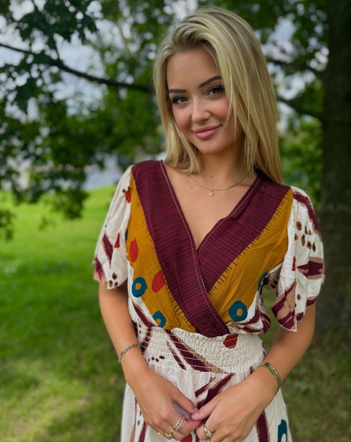 jurk lang met korte mouw print - 2