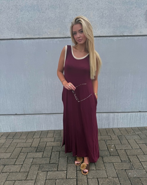jurk lang mouwloos effen