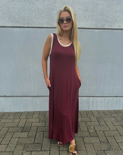 jurk lang mouwloos effen - 2