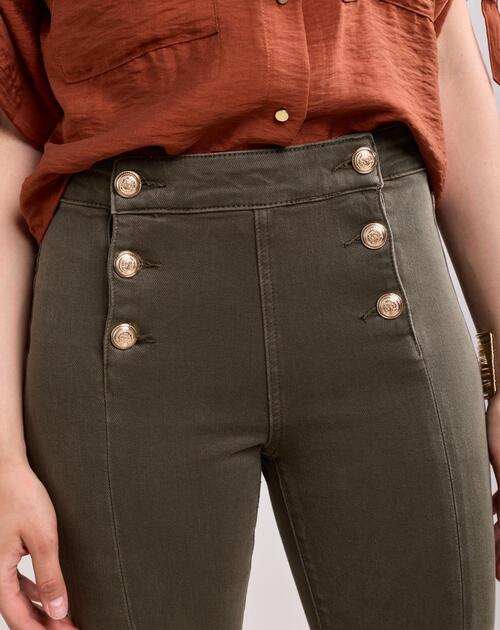 lange broek kaki met dubbele knopenrij - 2