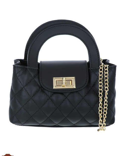 Handtas doorstikt leder