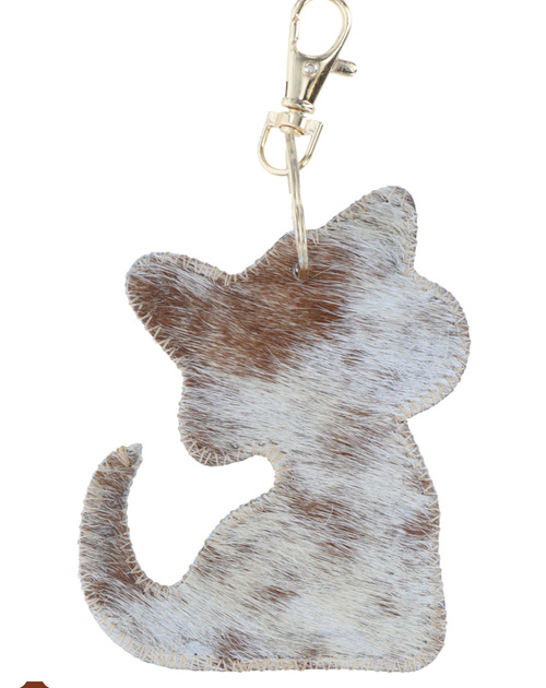 Sleutelhanger poes cowhair