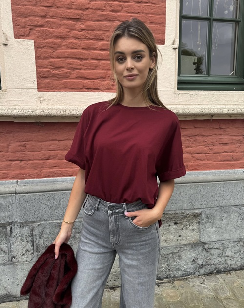 T-shirt korte mouw effen