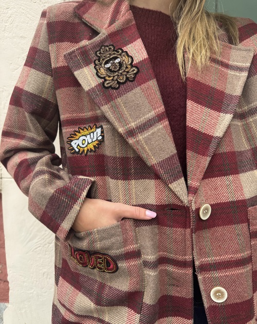 mantel geruit met patches - 2