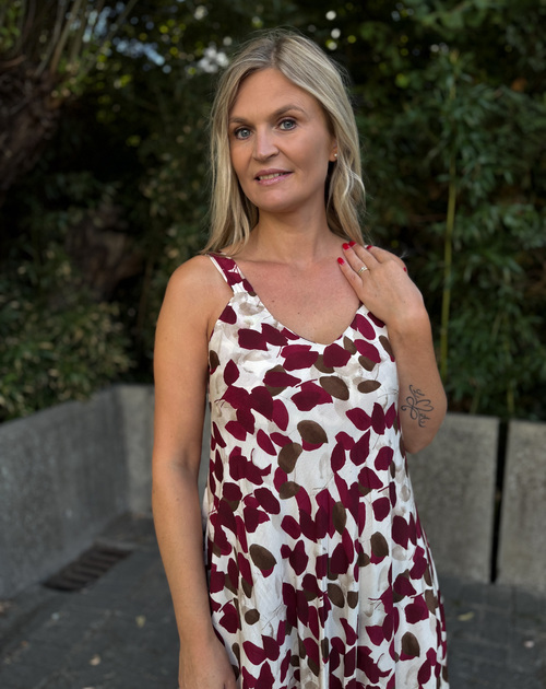 lange jurk spaghetti bandjes met print - 2