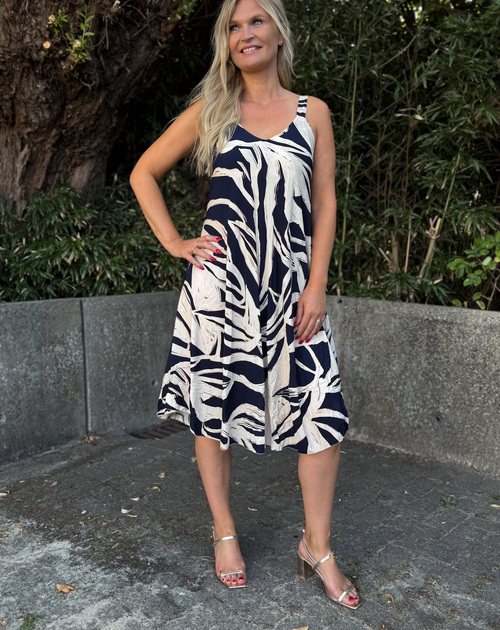 lange jurk spaghetti bandjes met print