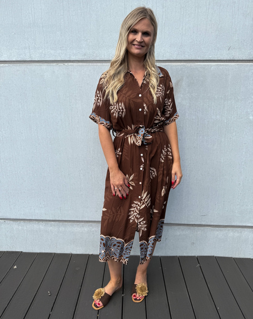 jurk lang korte mouw print