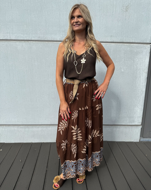 lange rok met riem en print