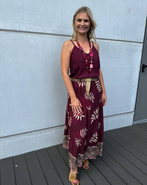 lange rok met riem en print