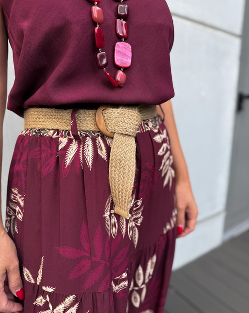 lange rok met riem en print - 2