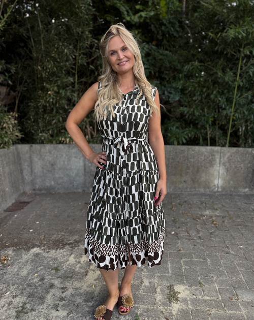 lange jurk mouwloos print