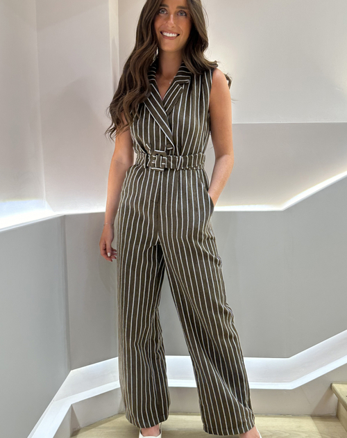 Jumpsuit zonder mouw gestreept