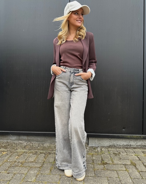 lange broek met stiksel rood