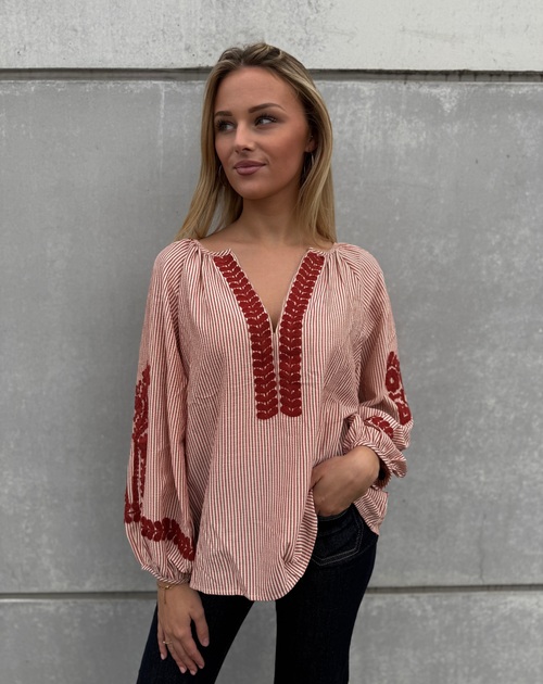 bloes lange mouw broderie