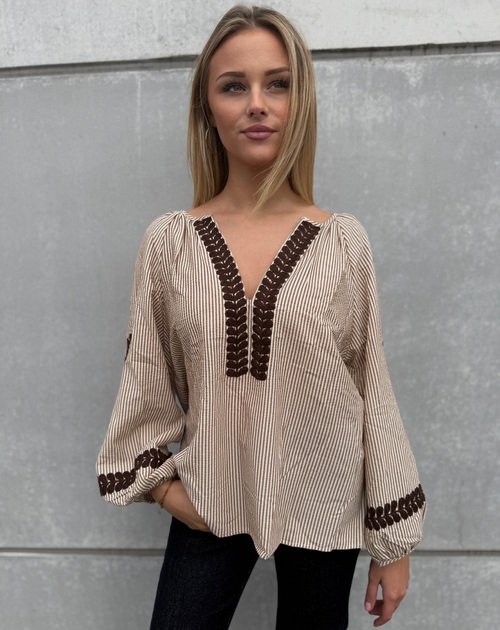 bloes lange mouw broderie