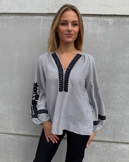 bloes lange mouw broderie