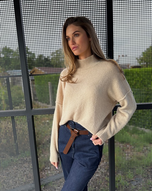 Trui lange mouw met kraag, naad op rug oversized - 2