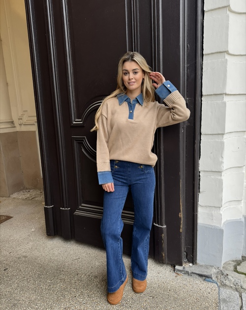 Trui met polokraag denim - 2